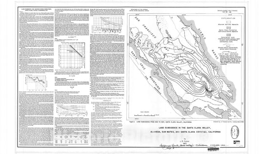Map : Land subsidence in the Santa Clara Valley, Alameda, San Mateo, and Santa Clara Counties, California, 1971 Cartography Wall Art :