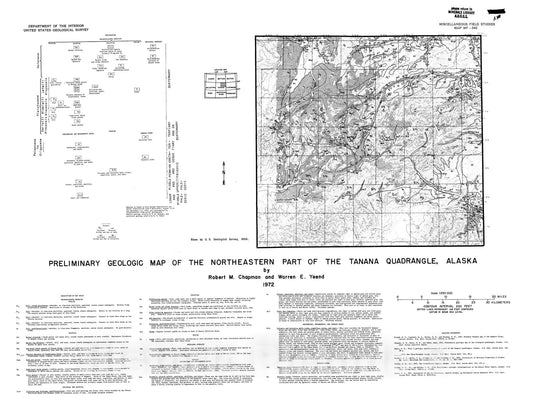 Map : Preliminary geologic map of northeastern part of the Tanana quadrangle, Alaska, 1972 Cartography Wall Art :