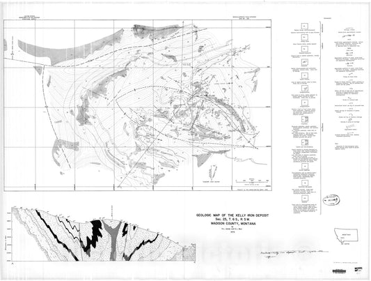Map : Geologic map of the Kelly iron deposit, Sec. 2five, T. six S., R. five W., Madison County, Montana, 1972 Cartography Wall Art :