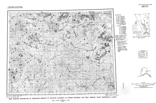 Map : Maps showing distribution of anomalous amounts of selected elements in stream-sediment and rock samples, Eagle quadrangle, Alaska, 1972 Cartography Wall Art :