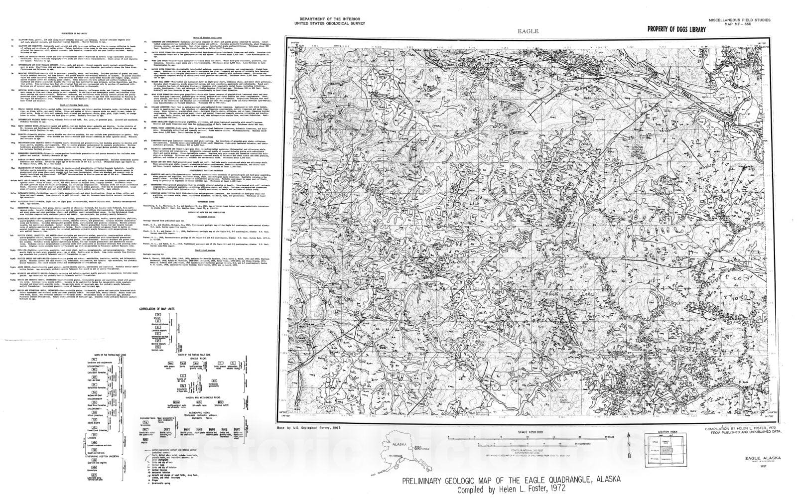 Map : Preliminary geologic map of the Eagle quadrangle, Alaska, 1972 Cartography Wall Art :