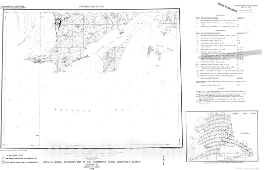 Map : Metallic mineral resources map of the Hagemeister Island quadrangle, Alaska, 1972 Cartography Wall Art :