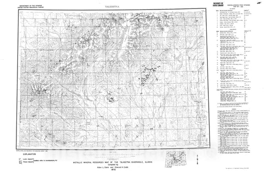 Map : Metallic mineral resources map of the Talkeetna quadrangle, Alaska, 1972 Cartography Wall Art :