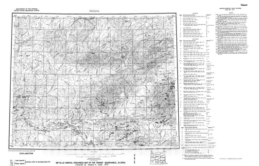 Map : Metallic mineral resources map of the Tanana quadrangle, Alaska, 1972 Cartography Wall Art :