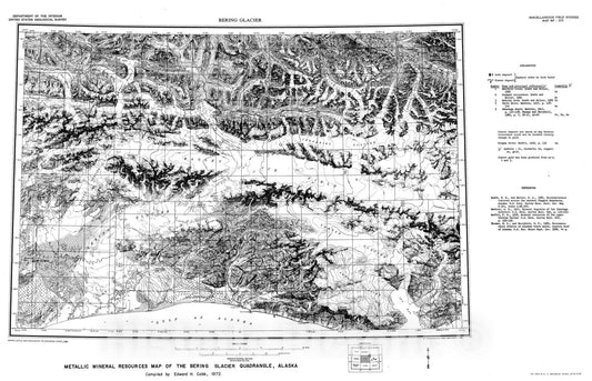 Map : Metallic mineral resources map of the Bering Glacier quadrangle, Alaska, 1972 Cartography Wall Art :