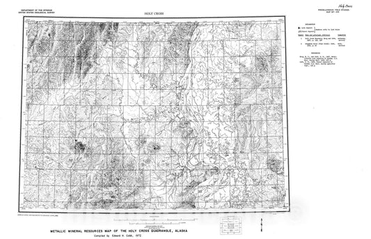 Map : Metallic mineral resources map of the Holy Cross quadrangle, Alaska, 1972 Cartography Wall Art :