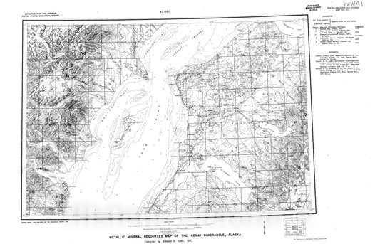 Map : Metallic mineral resources map of the Kenai quadrangle, Alaska, 1972 Cartography Wall Art :