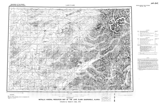 Map : Metallic mineral resources map of the Lake Clark quadrangle, Alaska, 1972 Cartography Wall Art :