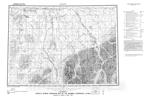 Map : Metallic mineral resources map of the McGrath quadrangle, Alaska, 1972 Cartography Wall Art :