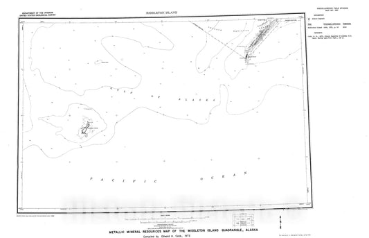 Map : Metallic mineral resources map of the Middleton Island quadrangle, Alaska, 1972 Cartography Wall Art :