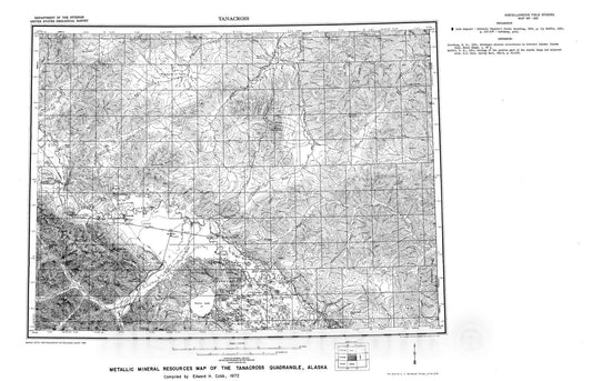 Map : Metallic mineral resources map of the Tanacross quadrangle, Alaska, 1972 Cartography Wall Art :
