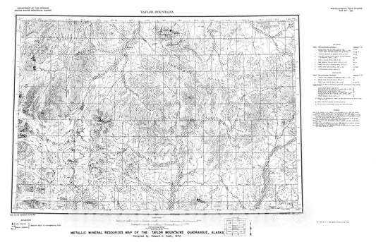 Map : Metallic mineral resources map of the Taylor Mountains quadrangle, Alaska, 1972 Cartography Wall Art :