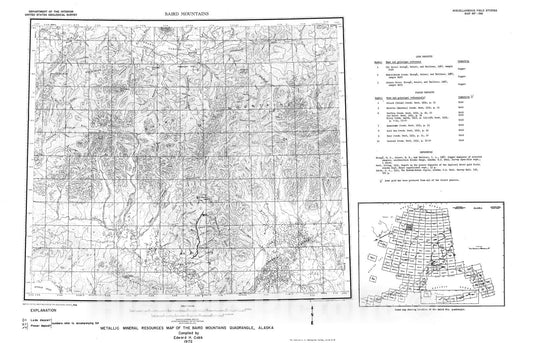 Map : Metallic mineral resources map of the Baird Mountains quadrangle, Alaska, 1972 Cartography Wall Art :