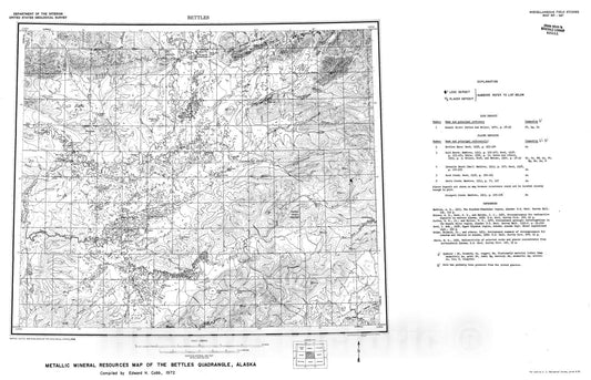 Map : Metallic mineral resources map of the Bettles quadrangle, Alaska, 1972 Cartography Wall Art :