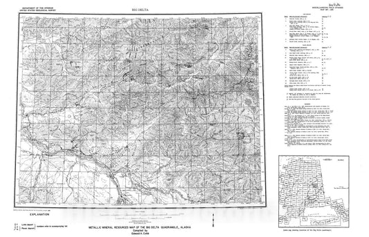 Map : Metallic mineral resources map of the Big Delta quadrangle, Alaska, 1972 Cartography Wall Art :