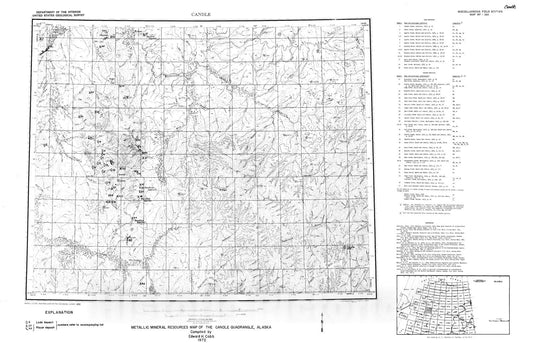Map : Metallic mineral resources map of the Candle quadrangle, Alaska, 1972 Cartography Wall Art :