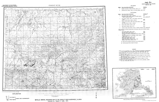 Map : Metallic mineral resources map of the Charley River quadrangle, Alaska, 1972 Cartography Wall Art :