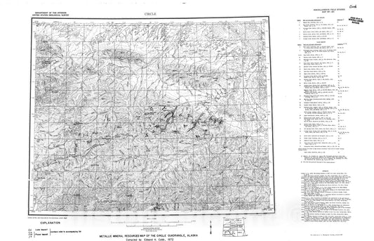 Map : Metallic mineral resources map of the Circle quadrangle, Alaska, 1972 Cartography Wall Art :