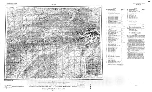 Map : Metallic mineral resources map of the Healy quadrangle, Alaska, 1972 Cartography Wall Art :