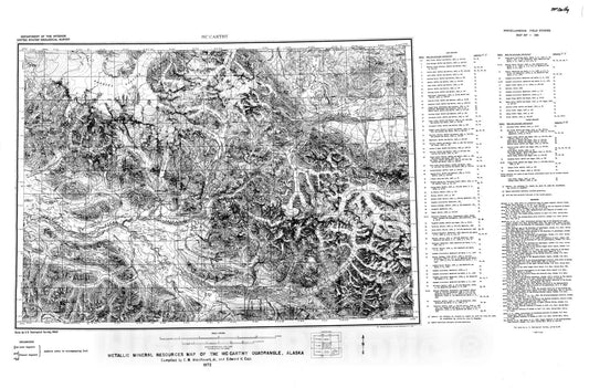 Map : Metallic mineral resources map of the McCarthy quadrangle, Alaska, 1972 Cartography Wall Art :