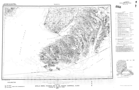 Map : Metallic mineral resources map of the Seldovia quadrangle, Alaska, 1972 Cartography Wall Art :