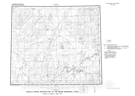 Map : Metallic mineral resources map of the Coleen quadrangle, Alaska, 1972 Cartography Wall Art :