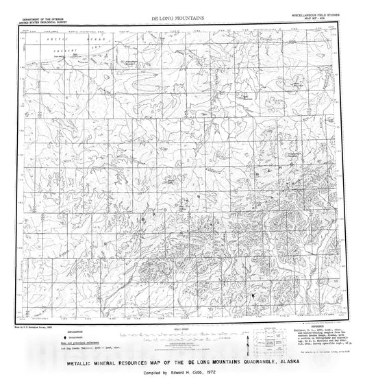 Map : Metallic mineral resources map of the De Long Mountains quadrangle, Alaska, 1972 Cartography Wall Art :