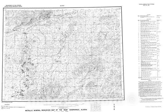 Map : Metallic mineral resources map of the Ruby quadrangle, Alaska, 1972 Cartography Wall Art :