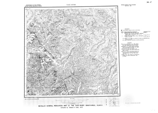 Map : Metallic mineral resources map of the Taku River quadrangle, Alaska, 1972 Cartography Wall Art :
