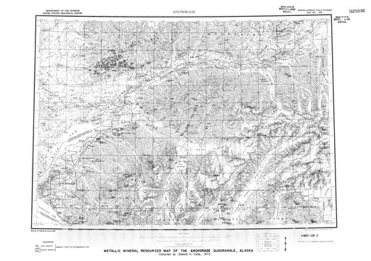 Map : Metallic mineral resources map of the Anchorage quadrangle, Alaska, 1972 Cartography Wall Art :