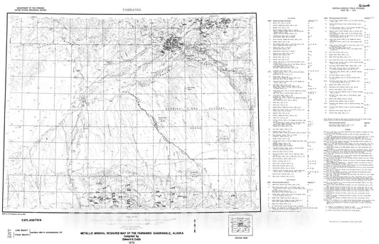 Map : Metallic mineral resources map of the Fairbanks quadrangle, Alaska, 1972 Cartography Wall Art :