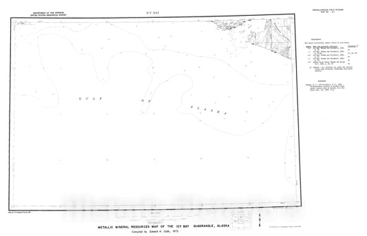 Map : Metallic mineral resources map of the Icy Bay quadrangle, Alaska, 1972 Cartography Wall Art :