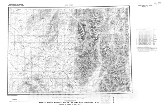 Map : Metallic mineral resources map of the Lime Hills quadrangle, Alaska, 1972 Cartography Wall Art :