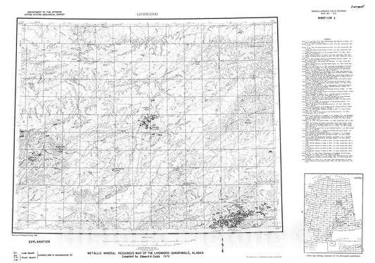 Map : Metallic mineral resources map of the Livengood quadrangle, Alaska, 1972 Cartography Wall Art :