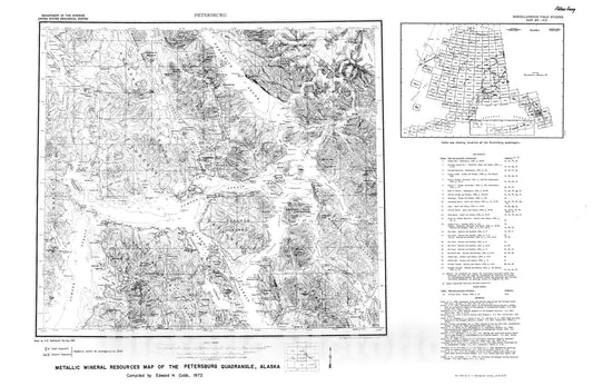 Map : Metallic mineral resources map of the Petersburg quadrangle, Alaska, 1972 Cartography Wall Art :