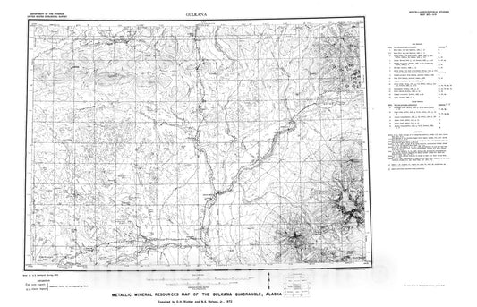 Map : Metallic mineral resources map of the Gulkana quadrangle, Alaska, 1972 Cartography Wall Art :