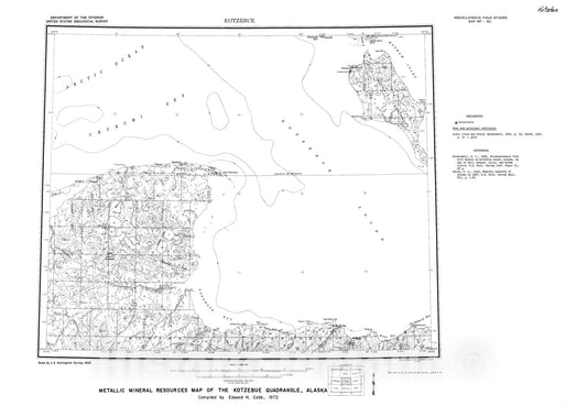 Map : Metallic mineral resources map of the Kotzebue quadrangle, Alaska, 1972 Cartography Wall Art :
