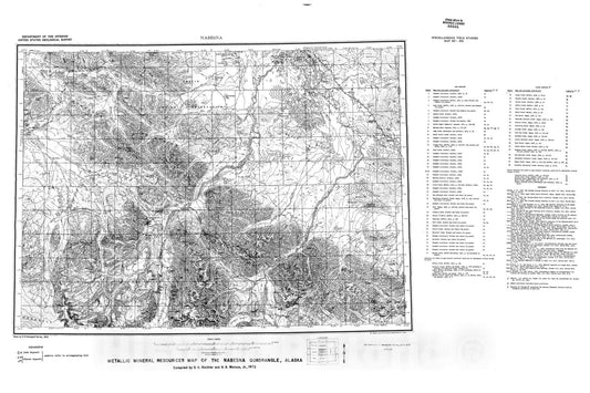 Map : Metallic mineral resources map of the Nabesna quadrangle, Alaska, 1972 Cartography Wall Art :
