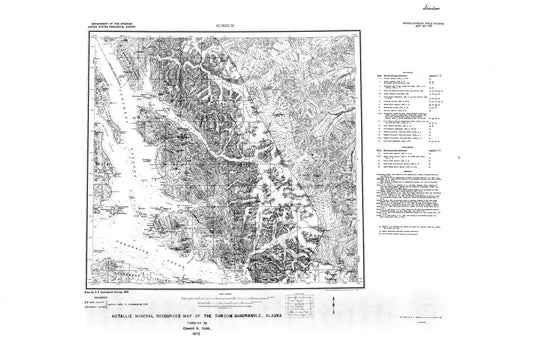 Map : Metallic mineral resources map of the Sumdum quadrangle, Alaska, 1972 Cartography Wall Art :