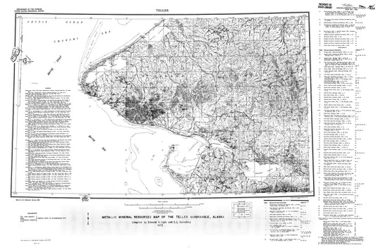 Map : Metallic mineral resources map of the Teller quadrangle, Alaska, 1972 Cartography Wall Art :