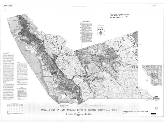 Map : Geologic map of Late Cenozoic deposits, Alameda County, California, 1972 Cartography Wall Art :