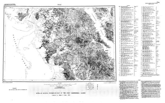 Map : Metallic mineral resources map of the Craig quadrangle, Alaska, 1972 Cartography Wall Art :