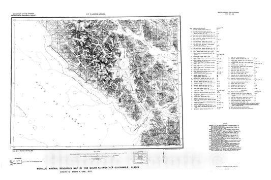 Map : Metallic mineral resources map of the Mount Fairweather quadrangle, Alaska, 1972 Cartography Wall Art :