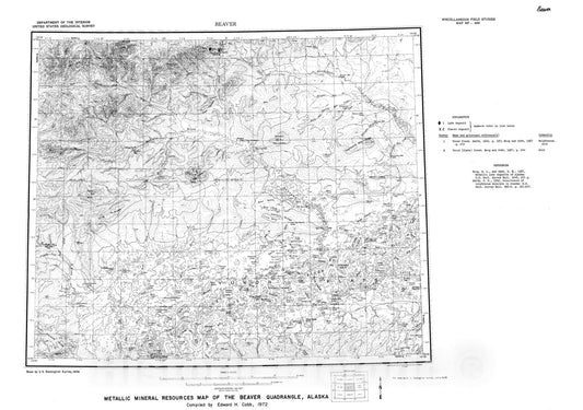 Map : Metallic mineral resources map of the Beaver quadrangle, Alaska, 1972 Cartography Wall Art :