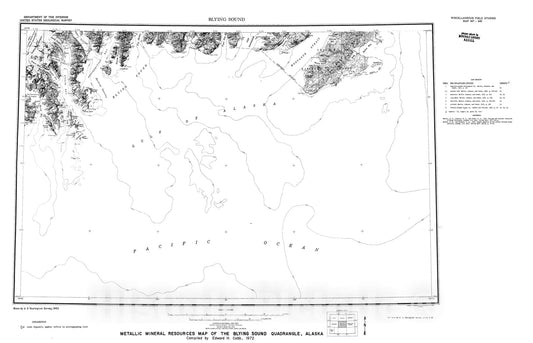 Map : Metallic mineral resources map of the Blying Sound quadrangle, Alaska, 1972 Cartography Wall Art :