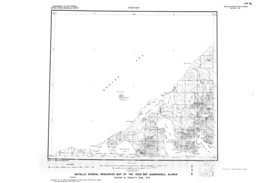 Map : Metallic mineral resources map of the Cold Bay quadrangle, Alaska, 1972 Cartography Wall Art :