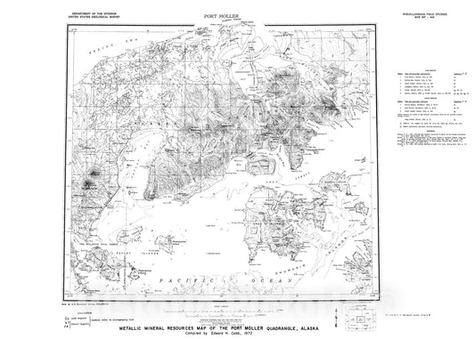 Map : Metallic mineral resources map of the Port Moller quadrangle, Alaska, 1972 Cartography Wall Art :