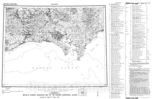 Map : Metallic mineral resources map of the Solomon quadrangle, Alaska, 1972 Cartography Wall Art :