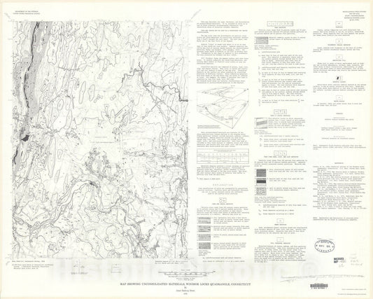 Map : Map showing unconsolidated materials, Windsor Locks quadrangle, Connecticut, 1976 Cartography Wall Art :
