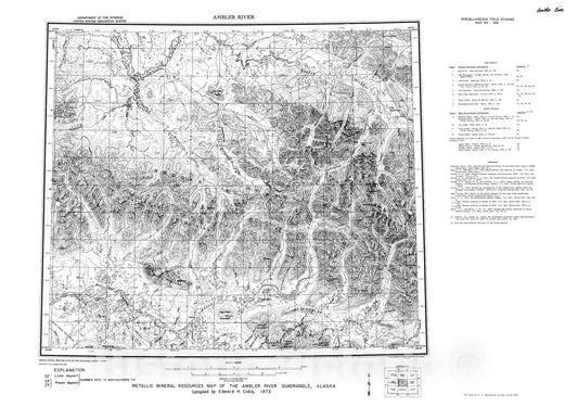 Map : Metallic mineral resources map of the Ambler River quadrangle, Alaska, 1972 Cartography Wall Art :